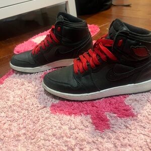 JORDAN 1 BLACK AND RED